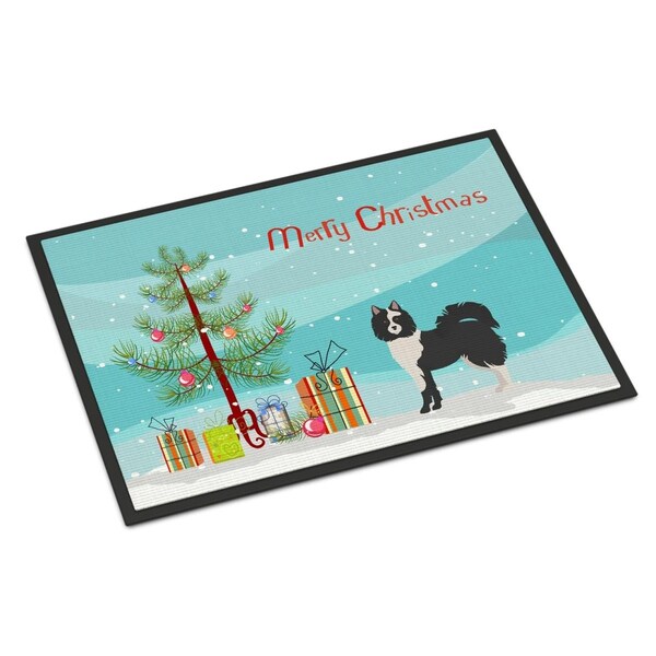 Carolines Treasures 18 x 27 in. Black & White Elo dog Christmas Tree Indoor or Outdoor Mat CK3452MAT - main